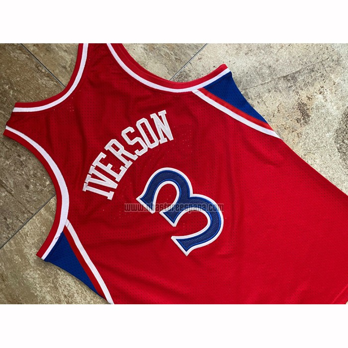 Camiseta Philadelphia 76ers Allen Iverson NO 3 Mitchell & Ness 1996-97 Rojo